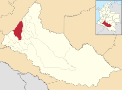 Location of the municipality and town of Florencia, Caquetá in the Caquetá Department of Colombia.