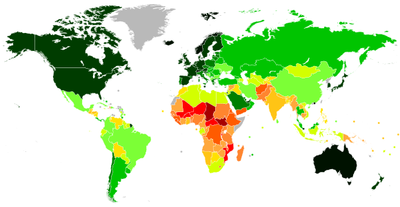 Countries by Human Development Index as of 2021.