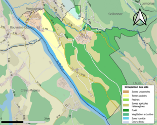 Carte en couleurs présentant l'occupation des sols.