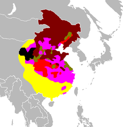 Bản đồ vị trí Trung cộng kiểm soát từ 1934 đến 1949:   Trung cộng năm 1934-1945   Trung cộng bành trướng vào năm 1945 đến giữa năm 1946   Trung cộng bành trướng vào giữa năm 1946 đến giữa năm 1947   Trung cộng bành trướng vào giữa năm 1947 đến giữa năm 1948   Trung cộng bành trướng vào giữa năm 1948 đến giữa năm 1949   sự bành trướng cuối cùng của Trung cộng vào giữa năm 1949 đến tháng 9 năm 1949