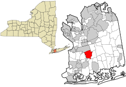 Localização no estado de Nova Iorque e no Condado de Nassau