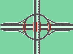 Throughabout als Anschlussstelle, mehrfach verwendet in Guadalajara, auf der Avenue México.20° 40′ 46″ N, 103° 23′ 3″ W20.67956-103.3840620° 39′ 59″ N, 103° 23′ 34″ W20.66649-103.3928