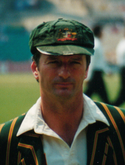 Left: Former Australian captain Joe Darling sporting the baggy green in the early 1900sRight: Steve Waugh wearing his well-worn baggy green cap in 2002  