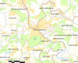 Mapa obce Sarreguemines