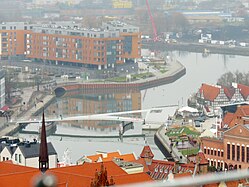 Dvižni most za pešce in kolesarje na otok Ołowianka, Gdansk, Poljska