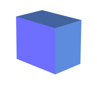 Rendered image of a box. This image has no shading on its faces, but instead uses edge lines (also known as wireframe) to separate the faces and a bolder outline to separate the object from the background.