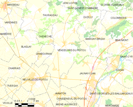 Mapa obce Vendeuvre-du-Poitou