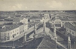 Piazza di Gussola in una cartolina degli anni '50