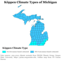 Image 15Köppen climate types of Michigan, using 1991–2020 climate normals (from Michigan)