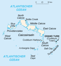 Turks ve Caicos Adaları konumu