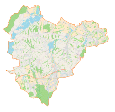 Mapa konturowa gminy Jasienica, na dole po lewej znajduje się punkt z opisem „Grodziec”