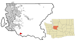 Location of Enumclaw within King County, Washington