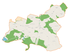 Mapa konturowa gminy Kobiele Wielkie, w centrum znajduje się punkt z opisem „Kobiele Małe-Kolonia”