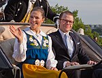 Kronprinsessan Victoria och prins Daniel på nationaldagsfirandet på Skansen den 6 juni 2010.