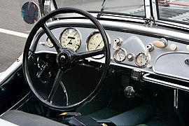 Steering wheel and dashboard of BMW 328 from 1939, view from right