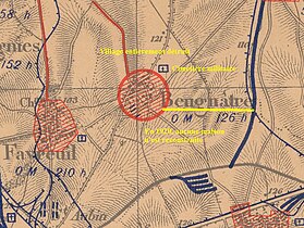 La carte des régions dévastées de 1920 montre que le village est complètement détruit.