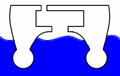 Cross-section of an open moon pool above the waterline, in a catamaran or a semi-submersible platform