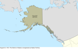 Map of the change to the United States in northwest North America on August 24, 1912