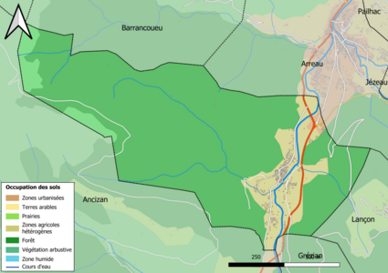 Carte en couleurs présentant l'occupation des sols.