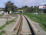 コルサコフ駅付近の改軌工事（2007年）