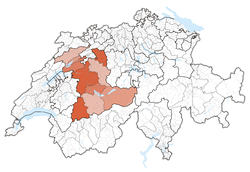 Cairt o Swisserland, location o Bern highlighted