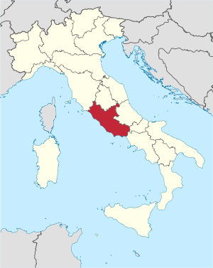 Die ligging van Latium in Italië