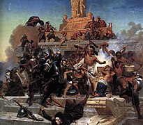 Leutze, Emanuel — Storming of the Teocalli by Cortez and His Troops — 1848.jpg