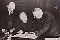 Mussolini initialling the Four-Power Pact on 7 June 1933