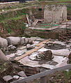 Tempio della Pace: area di scavo lungo il lato nord, pavimentazione in opus sectile marmoreo (scavi in corso)