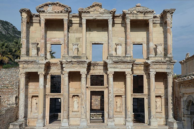 File:Facade of the Library of Celsus, Ephesus, Turkey (16514959884).jpg