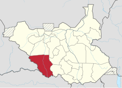 Location of Gbudwe State in South Sudan before the split of Tombura State in 2017