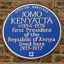 95 Cambridge Street, London, tempat yang ditinggali Kenyatta di London tahun 1933-1937.