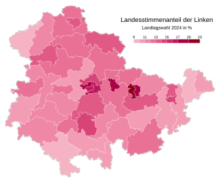 DIE LINKE ﻿Höchstes: 22,3 % (Jena I) ﻿Niedrigstes: 9,2 % (Altenburger Land I)