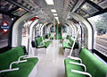 Inside the Green 1986 prototype London Underground train when on public display at Woodford station.