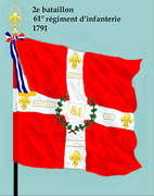 Drapeau du 2e bataillon du 61e régiment d'infanterie de ligne de 1791 à 1793