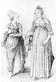 Image 5Albrecht Dürer's drawing contrasts a well-turned out bourgeoise from Nuremberg (left) with her counterpart from Venice. The Venetian lady's high chopines make her look taller. (from Fashion)