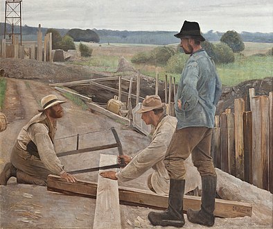 L.A. Ring, Arbejdere ved en vandledning ved Søndersø, 1901, Fuglsang Kunstmuseum