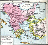 Balkans in 1350 according to Gustav Droysen from 19th century.jpg