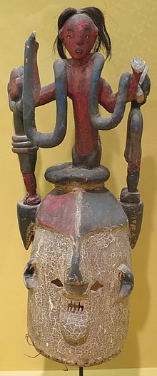 Helmet mask of Mammy Wata, Igbo people or Ibibio people, Lowe Art Museum.JPG