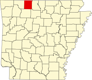 Map of Arkansas highlighting Boone County