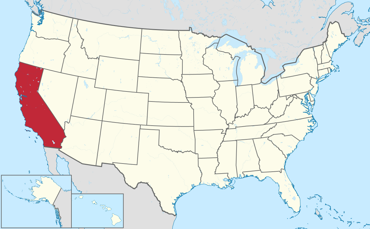 Map of the United States with Kalifornia highlighted