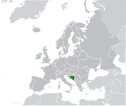 Mapa da Bósnia e Herzegovina na Europa