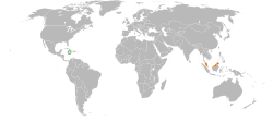 Map indicating locations of Jamaica and Malaysia