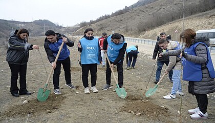 Leyla Əliyevanın təşəbbüsü ilə “Qarabağı qoru” şuarı altında Şuşada kütləvi ağacəkmə aksiyasından foto