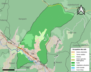 Carte en couleurs présentant l'occupation des sols.