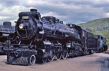 CP No. 2816 on static display at Steamtown, U.S.A. in Bellows Falls, Vermont in 1978