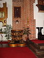 Baptismal font in cathedral church in Kołobrzeg