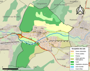 Carte en couleurs présentant l'occupation des sols.