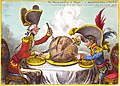 The Plumb-pudding in danger, or, State epicures taking un petit souper ... Der Plumpudding in Gefahr, oder: zwei politische Genießer bei der Einnahme einer kleinen Speise ...