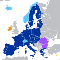 Actuel espace Schengen créé en 1985.